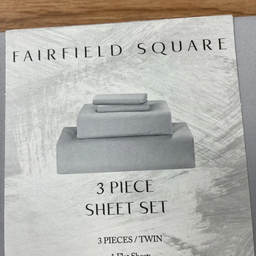 Fairfield Square 3 Piece TWIN Microfiber Sheet Set Pewter Grey‎ NEW